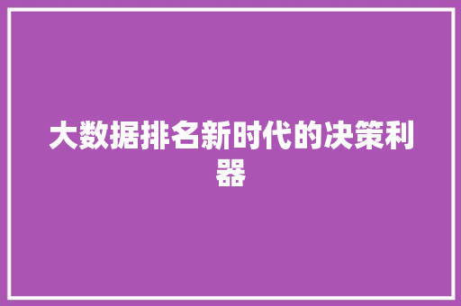 大数据排名新时代的决策利器