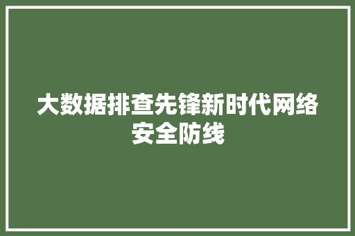 大数据排查先锋新时代网络安全防线