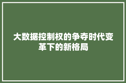 大数据控制权的争夺时代变革下的新格局