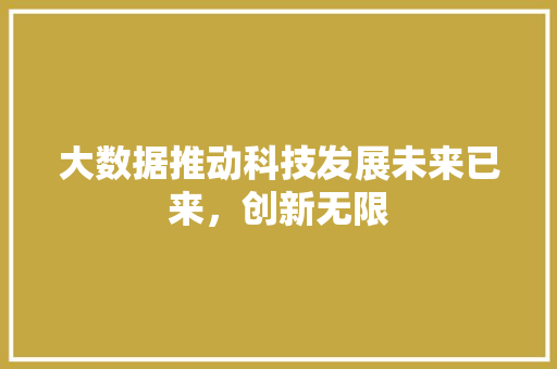 大数据推动科技发展未来已来，创新无限