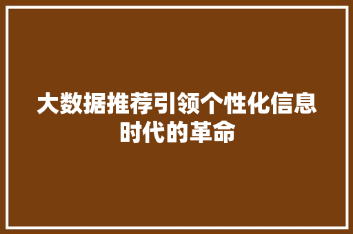 大数据推荐引领个性化信息时代的革命 SEO教程