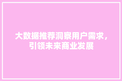 大数据推荐洞察用户需求，引领未来商业发展
