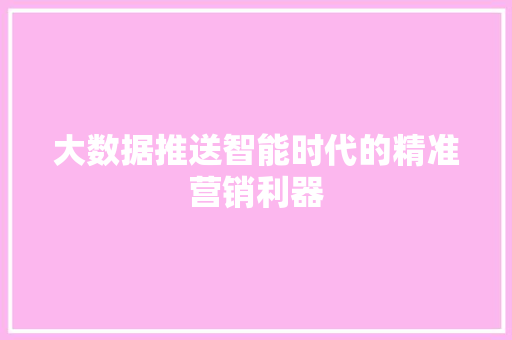 大数据推送智能时代的精准营销利器