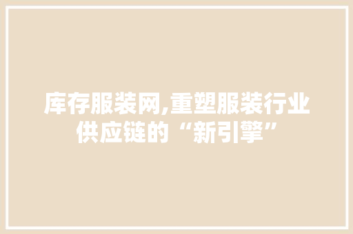 库存服装网,重塑服装行业供应链的“新引擎”