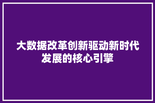 大数据改革创新驱动新时代发展的核心引擎