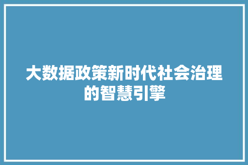 大数据政策新时代社会治理的智慧引擎 友链在线