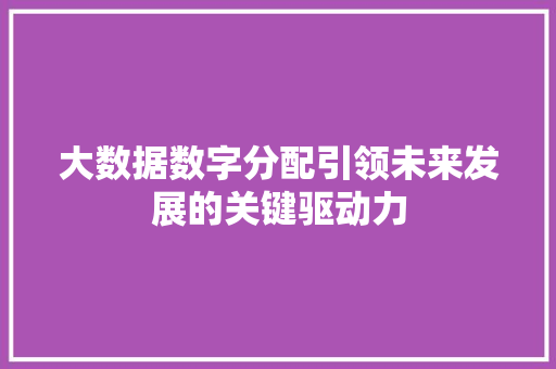 大数据数字分配引领未来发展的关键驱动力 服务器/数据库
