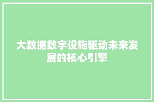 大数据数字设施驱动未来发展的核心引擎 SEO教程