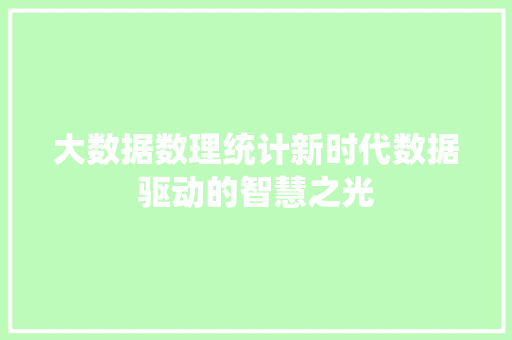 大数据数理统计新时代数据驱动的智慧之光 SEO教程