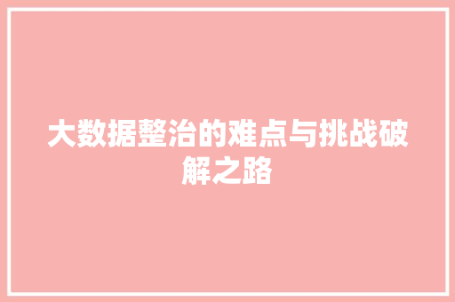 大数据整治的难点与挑战破解之路 SEO教程