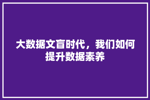 大数据文盲时代，我们如何提升数据素养