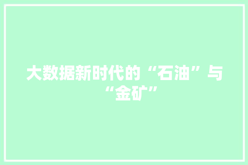 大数据新时代的“石油”与“金矿” WordPress教程