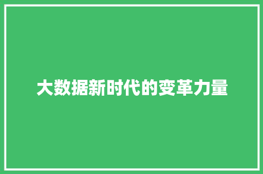 大数据新时代的变革力量 建站教程