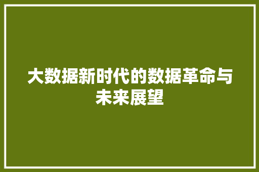 大数据新时代的数据革命与未来展望 Web前端
