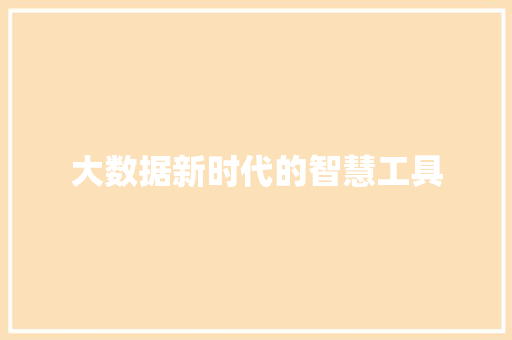 大数据新时代的智慧工具