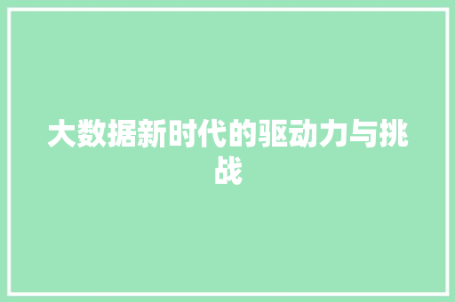 大数据新时代的驱动力与挑战
