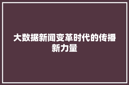 大数据新闻变革时代的传播新力量
