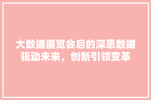 大数据展览会后的深思数据驱动未来，创新引领变革