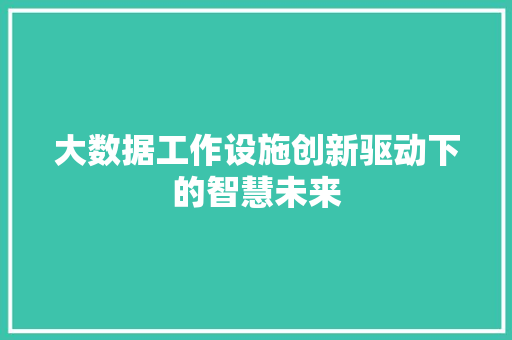 大数据工作设施创新驱动下的智慧未来