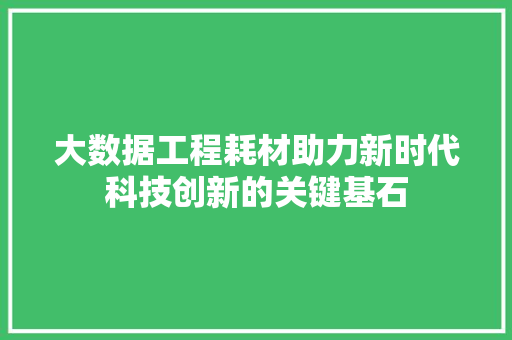 大数据工程耗材助力新时代科技创新的关键基石