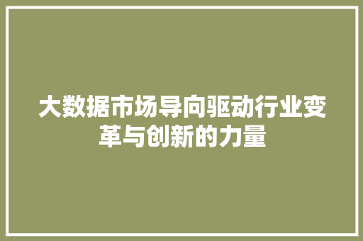 大数据市场导向驱动行业变革与创新的力量