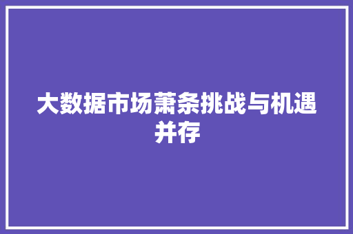 大数据市场萧条挑战与机遇并存