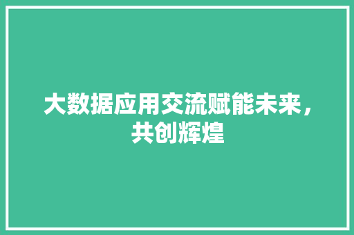 大数据应用交流赋能未来，共创辉煌