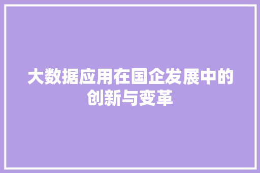大数据应用在国企发展中的创新与变革