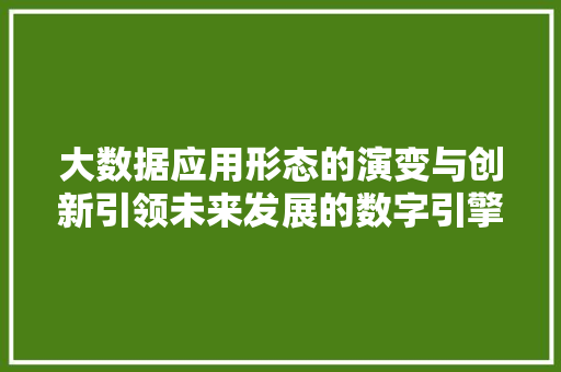 大数据应用形态的演变与创新引领未来发展的数字引擎