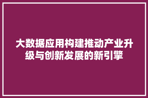 大数据应用构建推动产业升级与创新发展的新引擎
