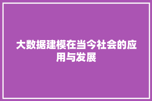 大数据建模在当今社会的应用与发展