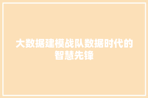 大数据建模战队数据时代的智慧先锋