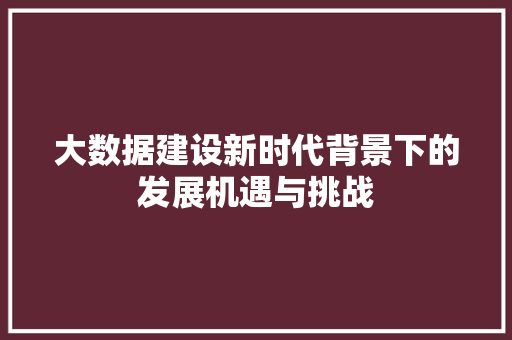 大数据建设新时代背景下的发展机遇与挑战
