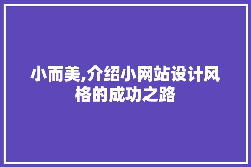 小而美,介绍小网站设计风格的成功之路