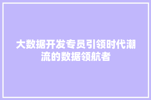 大数据开发专员引领时代潮流的数据领航者