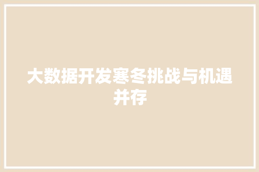 大数据开发寒冬挑战与机遇并存