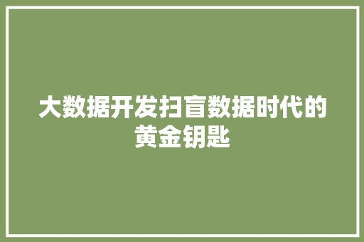 大数据开发扫盲数据时代的黄金钥匙