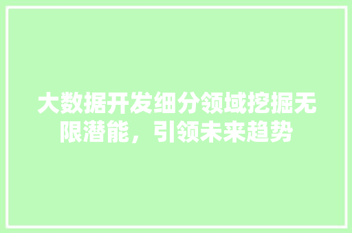 大数据开发细分领域挖掘无限潜能，引领未来趋势