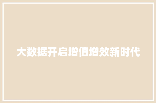 大数据开启增值增效新时代