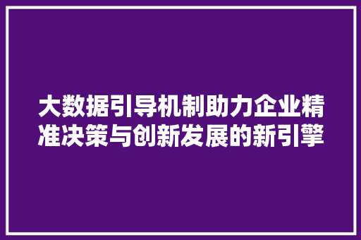 大数据引导机制助力企业精准决策与创新发展的新引擎