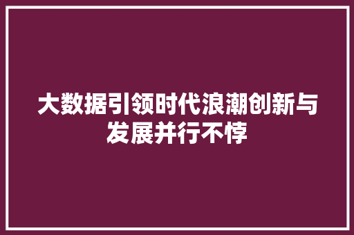 大数据引领时代浪潮创新与发展并行不悖