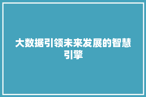 大数据引领未来发展的智慧引擎