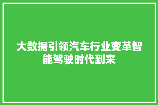 大数据引领汽车行业变革智能驾驶时代到来