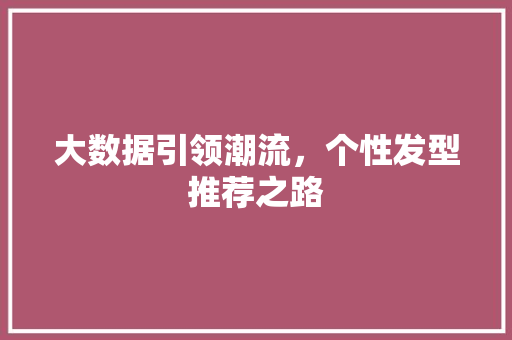 大数据引领潮流，个性发型推荐之路