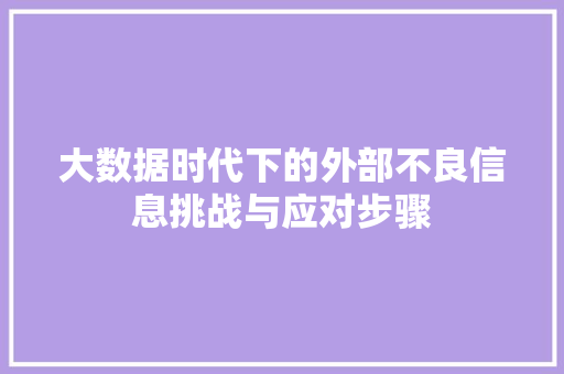 大数据时代下的外部不良信息挑战与应对步骤
