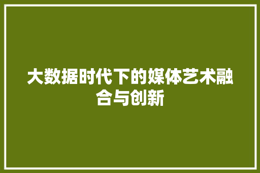 大数据时代下的媒体艺术融合与创新