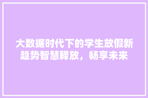 大数据时代下的学生放假新趋势智慧释放，畅享未来