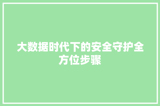 大数据时代下的安全守护全方位步骤