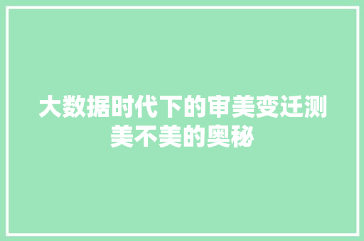 大数据时代下的审美变迁测美不美的奥秘