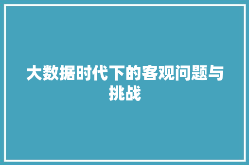 大数据时代下的客观问题与挑战